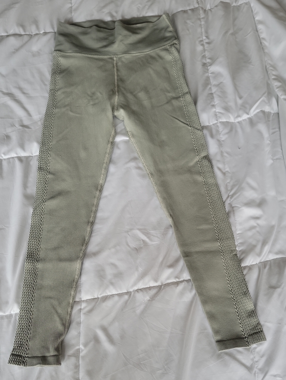 High-Waist Olive Green Ribbed Women’s Jeans Leggings